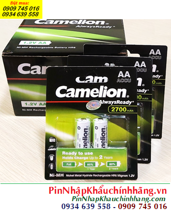 COMBO 01hộp=12vỉ (24viên) Pin sạc AA 1.2v Camelion AlwaysReady NH-AA2700ARBP2 (MẪU MỚI) _Giá chỉ 960.000/24viên